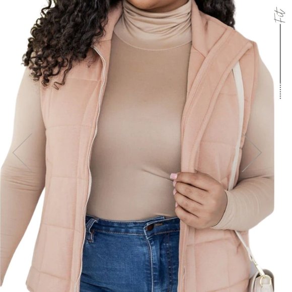 COZY  APRICOT/TAN QUILTED VEST - Picture 3 of 7